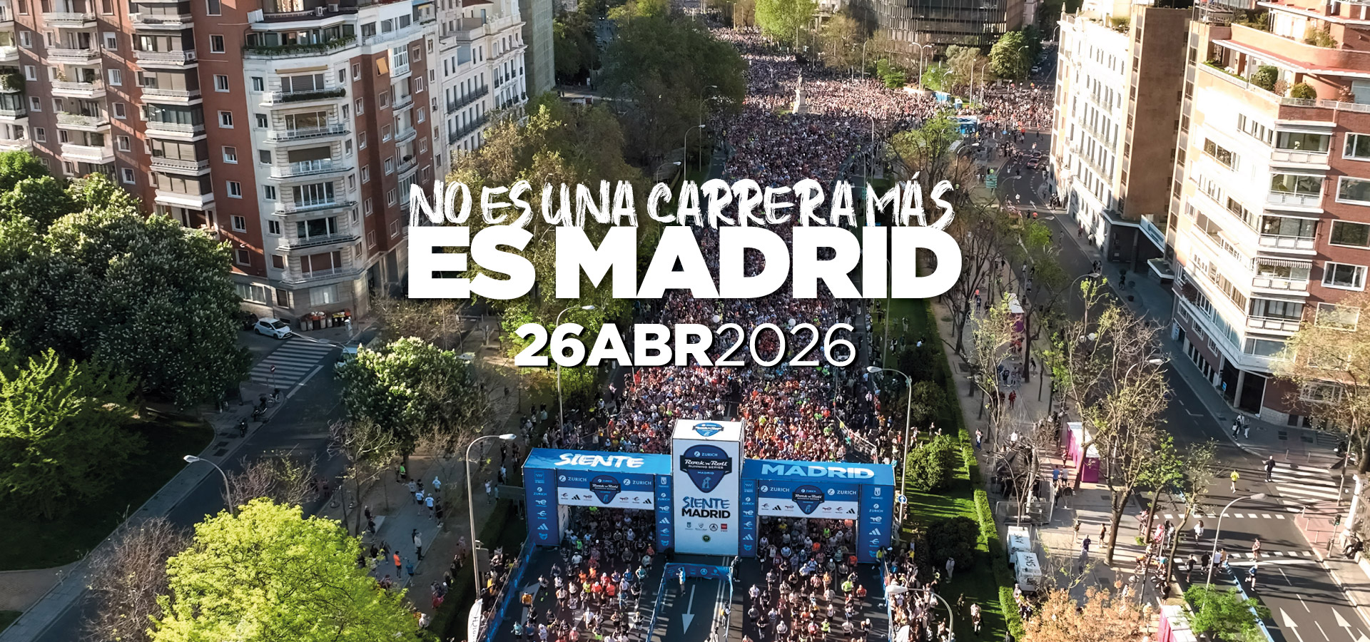 Corredores en la Maratón de Madrid en el Paseo de la Castellana durante la salida